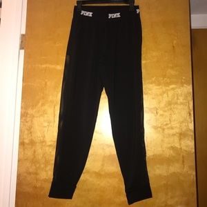 Victoria Secret PINK Black Sweats with Mesh Stripe